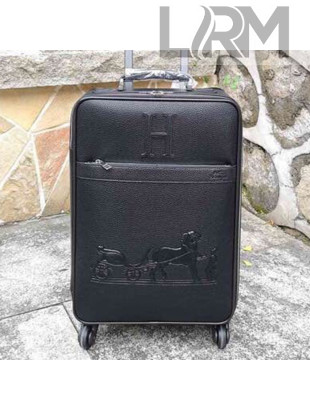 Hermes Grained Leather Luggage 20 inches Black 2021