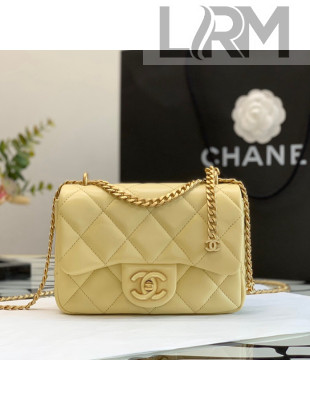 Chanel Lambskin & Enamel Mini Flap Bag AS3113 Yellow 2022