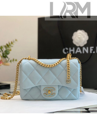 Chanel Lambskin & Enamel Mini Flap Bag AS3113 Light Blue 2022