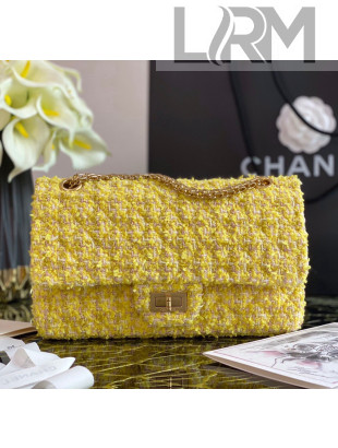 Chanel Tweed Medium 2.55 Flap Bag Yellow 2020