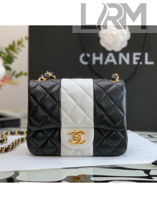 Chanel Lambskin Mini Square Flap Bag A35200 White/Black 2022