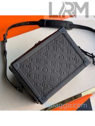 Louis Vuitton Men's Matte Soft Trunk Box Bag in Monogram Embossed Leather M55700 Black 2020