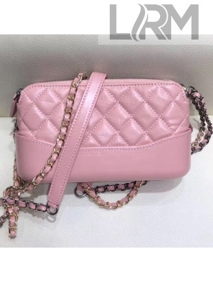 Chanel Quilted Vintage Leather Gabrielle Clutch with Chain A94505 Light Pink 2019