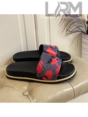 Fendi Camouflage Flat Slide Sandals Red 2021 (For Women and Men)