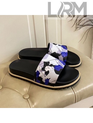 Fendi Camouflage Flat Slide Sandals Blue 2021 (For Women and Men)
