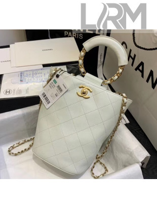 Chanel Calfskin Bucket Backpack With Round Handle AS1362 White 2020