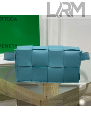Bottega Veneta The Belt Cassette Bag in Maxi-Woven Lambskin Sky Blue 2020