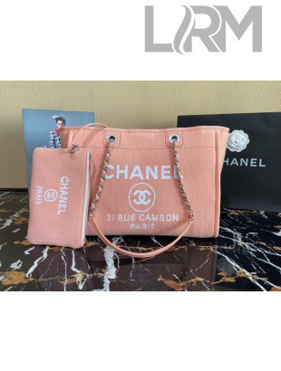 Chanel Deauville Mixed Fibers Medium Shopping Bag A67001 Peach Pink 2022 03
