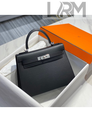 Hermes Kelly 28cm Top Handle Bag in Epsom Leather Black/Silver 2022