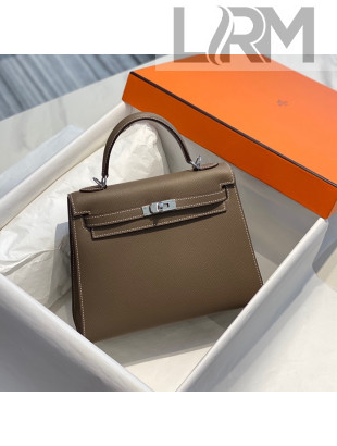 Hermes Kelly 25cm Top Handle Bag in Epsom Leather Elephant Grey/Silver 2022