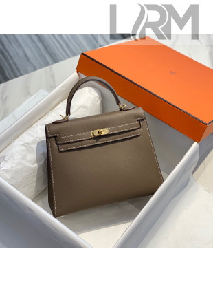 Hermes Kelly 25cm Top Handle Bag in Epsom Leather Elephant Grey/Gold 2022