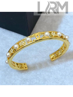 Chanel Pearl Star Open Bracelet Gold 2020