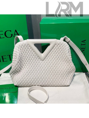 Bottega Veneta Small Point Top Handle Bag in Lozenge Quilted Leather Chalk White 2021