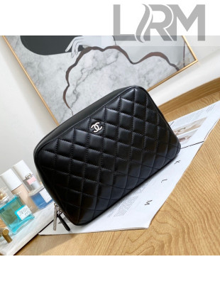 Chanel Lambskin Small Cosmetic Vanity Pouch Black 2022 07