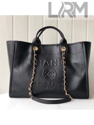 Chanel Deauville Calfskin Large Shopping Bag A66941 All Black 2021 13