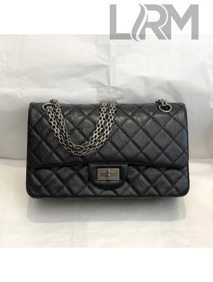 Chanel Medium 2.55 Aged Calfskin Classic Flap Bag A37586 Black/Silver 2021