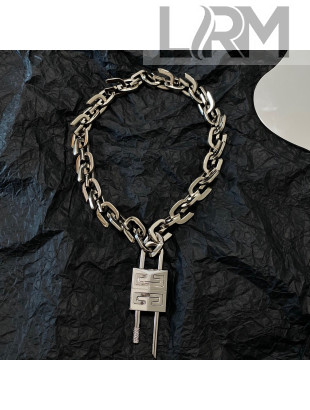 Givenchy Lock Necklace GN2212125 Silver 2022