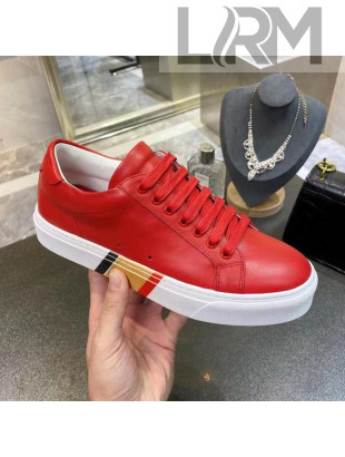 Burberry Check Calfskin Low-top Sneakers Red 04 2021 (For Women and Men)