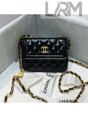Chanel Shiny Crumpled Calfskin Mini Belt Bag A81035 Black 2020