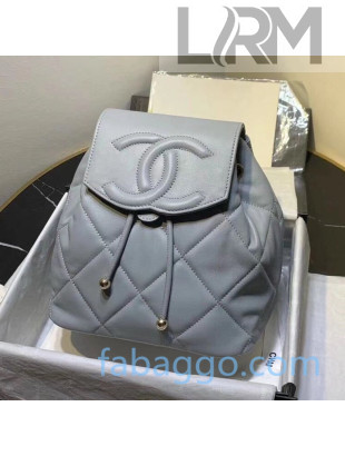 Chanel Lambskin CC Drawstring Backpack AS1526 Gray 2020