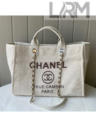 Chanel Deauville Mixed Fibers Large Shopping Bag  A66941 White 2021 14 TOP