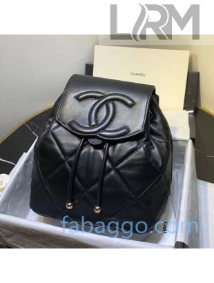 Chanel Lambskin CC Drawstring Backpack AS1526 Black 2020