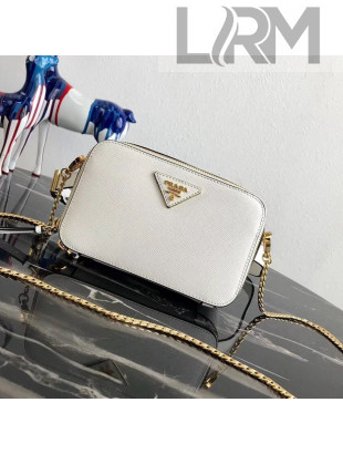 Prada Odette Saffiano Leather Belt Bag 1BL019 White 2019