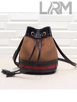 Gucci Suede with Web Mini Bucket Bag 550620 Brown 2018