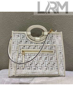 Fendi Medium Runaway Shopper Tote Bag White/Transparent 2019