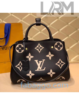 Louis Vuitton Montaigne MM Top Handle Bag in Monogram Leather M45488 Black 2020