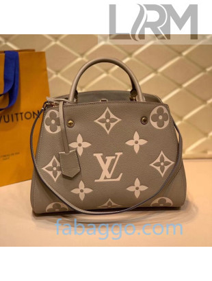 Louis Vuitton Montaigne MM Top Handle Bag in Monogram Leather M45488 Gray 2020