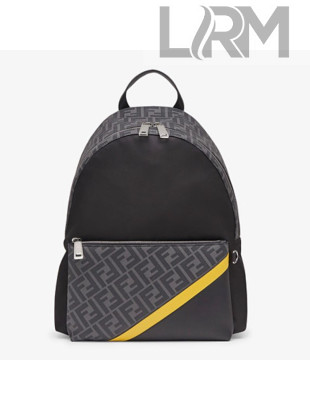 Fendi Men's Backpack in FF and Stripe Black/Grey Nylon 2020