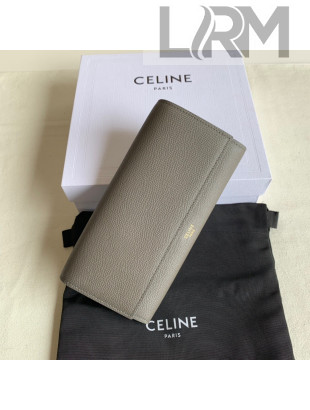 Celine Large Flap Wallet in Palm-Grained Calfskin Grey 2022 4148