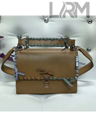 Fendi Calfskin KAN I Bag with Leather Threading and Bows Brown 2018