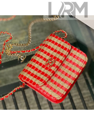Chanel Raffia Belt Bag AP2005 Red/Beige 2021