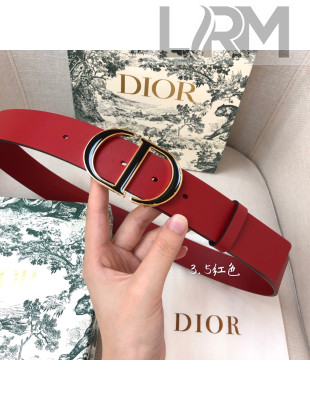 Dior Calfskin Belt 3.5cm with Bi-color CD Buckle Red 2021