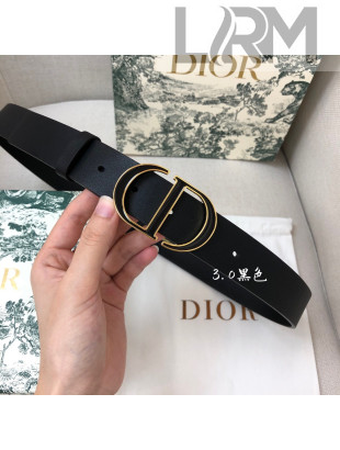 Dior Calfskin Belt 3cm with Bi-color CD Buckle Black 2021