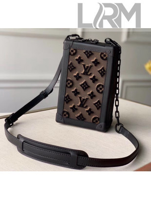Louis Vuitton Vertical Soft Trunk Clutch M45044 in Embroidered Monogram Tuffetage Black Coated Canvas 2020