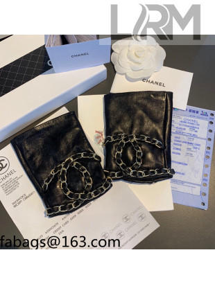 Chanel Lambskin Chain CC Short Gloves Black 2021 102910