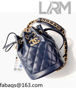Chanel Calfskin Small Bucket Bag AS2716 Navy Blue 2021