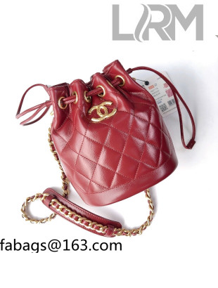 Chanel Calfskin Small Bucket Bag AS2716 Burgundy 2021