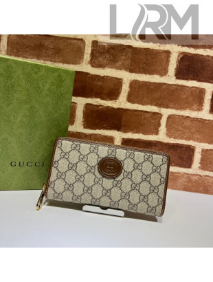 Gucci GG Canvas Zip Around Wallet with Interlocking G ‎673003 Beige/Brown 2022