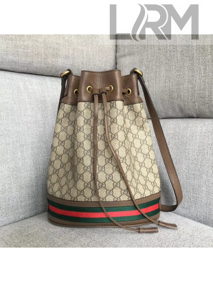Gucci GG Supreme Canvas Bucket Bag with Web 2018