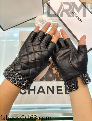 Chanel Lambskin Chain Gloves Black/Silver 2021 102920