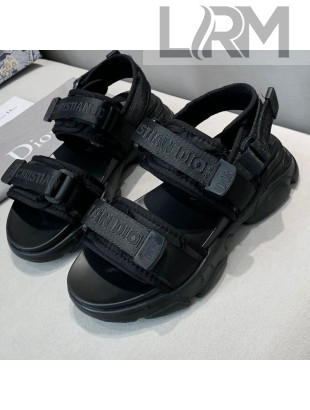 Dior D-Wander Flat Strap Sandals Black 2021 07