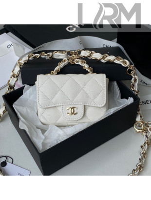 Chanel Grained Calfskin Mini Belt Bag AP2305 White 2021