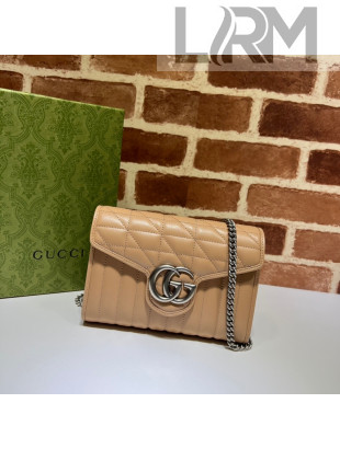 Gucci GG Marmont Geometric Leather Chain Mini Bag 474575 Rose Beige 2022