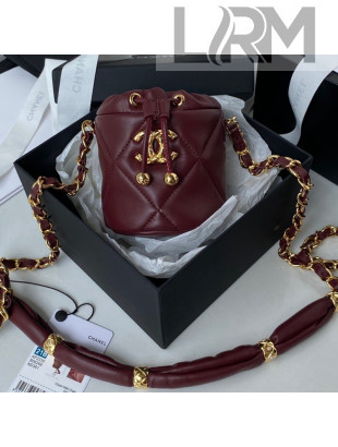 Chanel Lambskin Bucket Clutch with Chain and Rings AP2330 Burgundy 2021