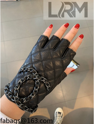 Chanel Lambskin Chain Gloves Black/Silver 2021 102930