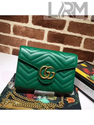 Gucci GG Marmont Matelasse Leather Chain Mini Bag 474575 Dark Green 2022
